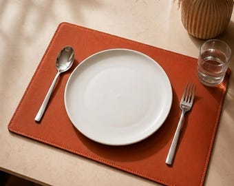 Custom Leather Placemats for Dining Table, Square Table Mat, Restaurant & Cafe Use, Waterproof Durable Home Decor