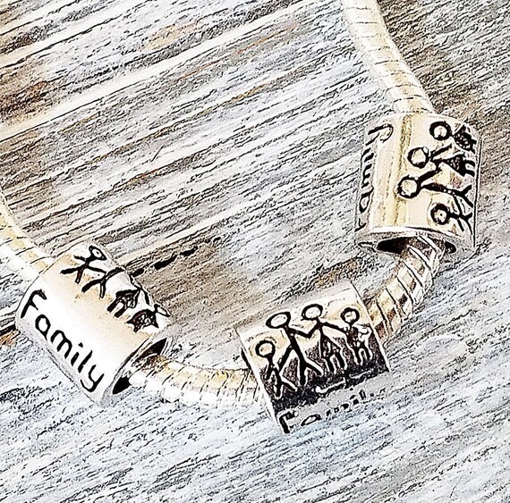 25 Qty FAMILY Charms Bulk Lot Barrel Large Hole Beads