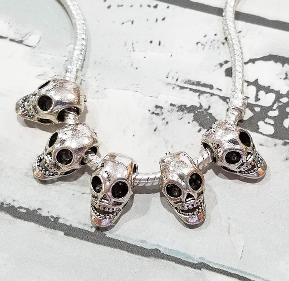 Oversize Skull Cross Halloween Skeleton Dangle Charm for European Bead Bracelet