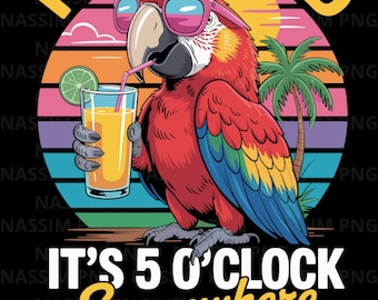 Funny Retired Parrot Design | Tropical Sunset PNG SVG