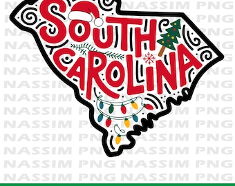 Weihnachten South Carolina Map SVG, Feiertagsvektor (Instant Download)