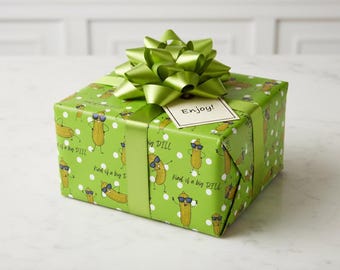 Kind of a big DILL wrapping paper, Digital Download, Pickle Pattern,Printable Funny Gift Wrap