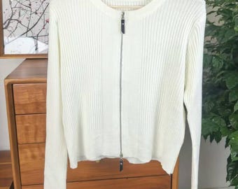 Women’s 100% Merino Wool Zipper Cardigan – Short Knit Casual Winter Coat