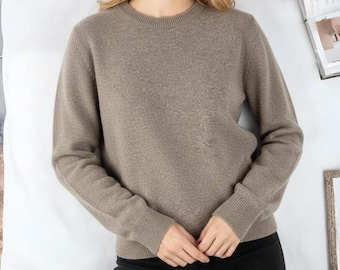 Women’s 100% Merino Wool Sweater, Soft Seamless Knit Crewneck Pullover, Lightweight Luxury Knitwear