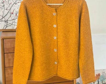 Women 100% Merino Wool Cardigan | O-Neck Soft Colorful Yarn Knit Sweater
