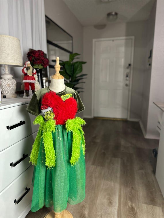 the grinch christmas dress Handmade Grinch Christmas Dress: Whoville Holiday Party Outfit