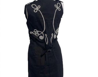 Women's Black Hussar Waistcoat – Silver Braiding, Military Tailcoat Vest
