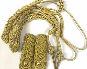 Hussar Aiguillette Cord & Shoulder Boards – Gold or Silver Military Trim Pack