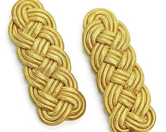 Gold Braided Military Shoulder Boards – Pair Metallic Officer Epaulettes