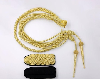 Gold Military Aiguillette – Braided Dress Uniform Shoulder Cord with Metal Tip