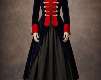 Women's Victorian Military Coat - Napoleonic Hussar Jacket - Gothic Steampunk Tailcoat - Vintage Style Riding Historical Cosplay Uniform