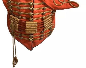 Handmade Hussar Barrel Sash – Black Gold Rope Military Costume Officer Belt