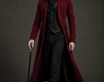 Men's Victorian Gothic Regency Tailcoat - Vintage Steampunk Edwardian Frock Coat - Gentleman’s Formal Overcoat - Historical Theater Costume