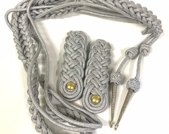 Hussar Aiguillette Cord & Shoulder Boards – Gold or Silver Military Trim Pack