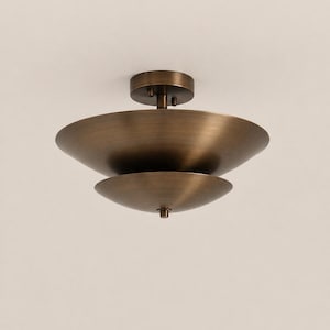 Lámpara de techo moderna de latón, iluminación empotrada, lámpara de techo tipo cúpula de mediados de siglo, lámpara de techo minimalista, acabado en latón antiguo, decoración del hogar