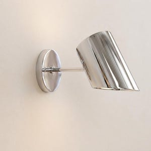 Modern Chrome Adjustable Spotlight Wall Sconce, Minimalist Polished Nickel Reading Light.