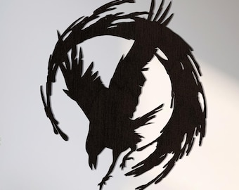 Raven Wooden Wall Art, Crow Wall Decor, Halloween Decor, Gothic Home Decor, Crow Wall Art, Gothic Raven Wood Panel, Wooden Raven Silhouette