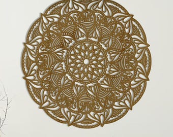 Mandala de madera, arte mural de mandala de madera, arte de mandala de flor de loto, decoración de pared de mandala de madera, tapiz de mandala, panel de mandala