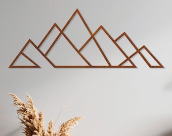 Abstract Geometric Mountains, Mountain Wooden Wall Art, Mountain Wall Art Wooden Hanging, Mountains Wooden Wall Decor, Minimalist Wall Art