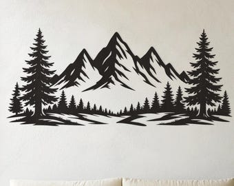 Mountain Wooden Wall Art, Mountain Wall Wooden Hanging, Wood Mountain Range Silhouette, Natural Wooden Wall Art, Rustic Wood Wall Decor
