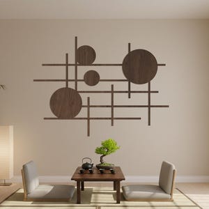 Arte de pared geométrico de madera minimalista, decoración de pared geométrica de madera moderna, decoración de pared geométrica de madera moderna abstracta, arte de pared geométrico de madera