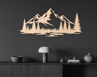 Mountain Wood Wall Decor, Mountain Wall Decor, Wooden Mountain Wall Decor, Mountain And Tree Art, Mountain Wall Art, Mountain Wood Wall Art