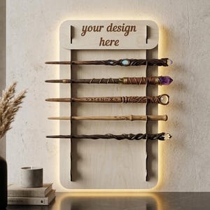 Personalized Magic Wand Stand, Wooden Wizard Prop Display, Custom Witch Accessory Holder, Fantasy Collector Showcase Rack, Engraved Gift