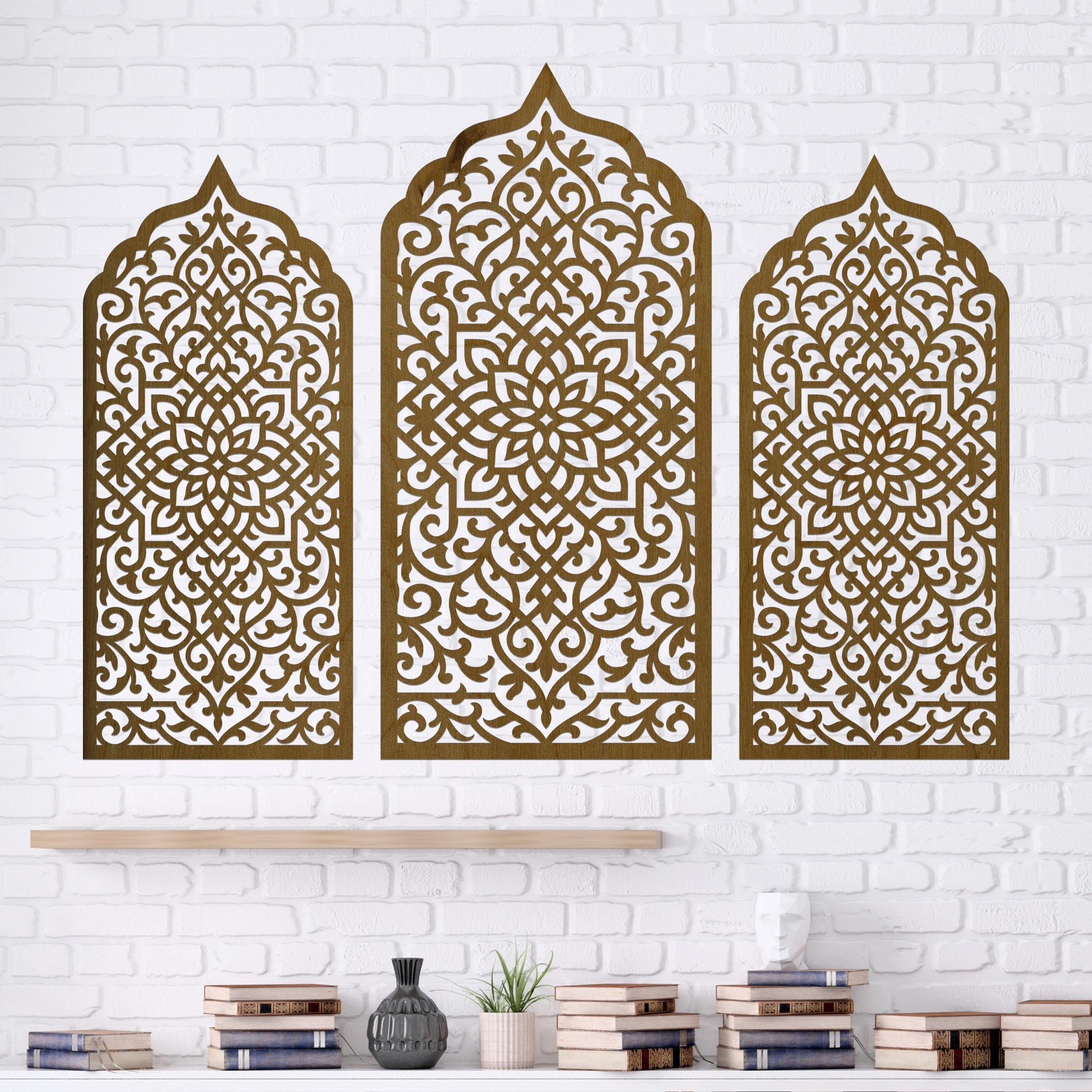 Moroccan Wood Panel Set, Lattice Decorative Panels, Arabic Windows Wall ...