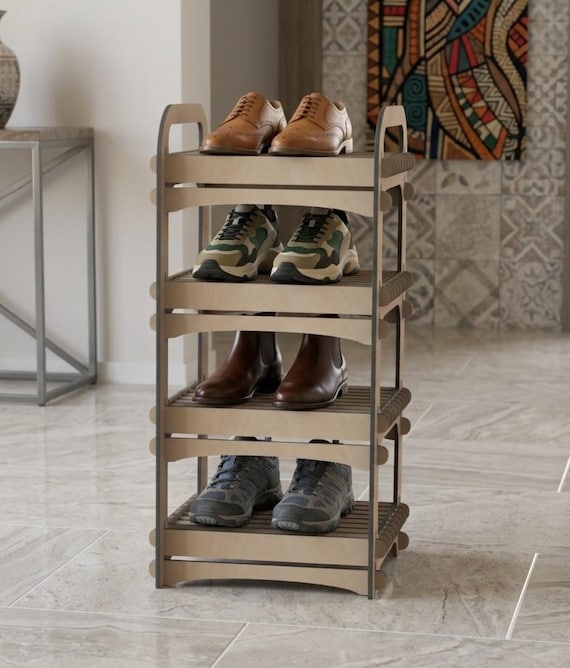 Gestuftes Schuhregal, Lattenschuh-Organizer, freistehendes Schuhregal, offener Schuhständer, mehrstufiges Stiefel- und Sneaker-Rack