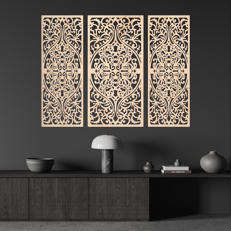 Moroccan Wood Panel Set, Lattice Decorative Panels, Arabic Windows Wall ...