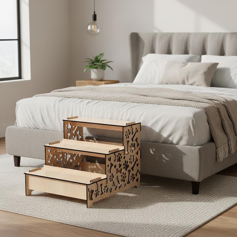 Breite Holz Hundetreppe im Vergleich für Bett und größere Hunde