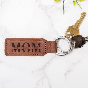 Leather Engraved Initials Keyring, Custom Text Keychain, Leather Initials Keychain, Minimalist Leather Keychain, Engraved Names Keychain