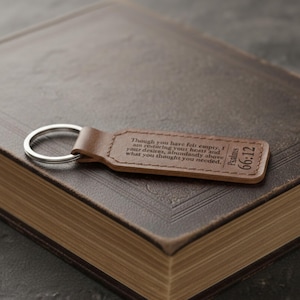 Bible Verse Keychain: Leather Faith Accessory (Custom Engraving Available)