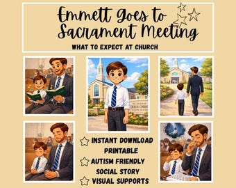 LDS Sacrament Meeting Social Story: Emmett's Church Visit (Instant Download Printable)