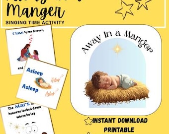 Away in a Manger Instant Download Printable Primary Singing Time Song Chart