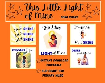 This Little Light of Mine Song Chart, LDS Primary Music Instant Download Printable