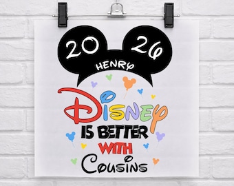Transfert DTF Cousins Disney, Disney is Better avec le fer sur le transfert Cousins, transfert à chaud Disney Cousins assorti, Disney Family Matching