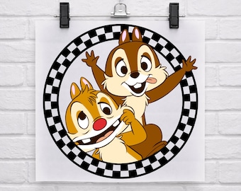 Prêt à presser Chip and Dale, transfert DTF rétro Walt Disney World, joli thermocollant Chip and Dale, transfert DTF, famille Disneyland