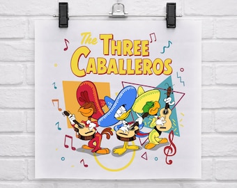 Prêt à imprimer de l'équipe des Trois Caballeros, transfert Jose Panchito Carioca Donald DTF, Disneyland Family Trip Dtf, Disney Family Matching Dtf