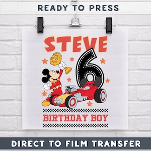 Mickey Pit Crew Birthday DTF, Disney Racing Family Ready to Press, Mickey Mouse Birthday Boy Iron On, Pit Crew Matching Mama Dada DTF