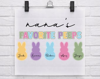 Mes amis préférés, appelez-moi Nana Dtf, Nana Pâques prêt à presser, poussins avec noms de petits-enfants personnalisés, cadeau personnalisé grand-mère grand-mère