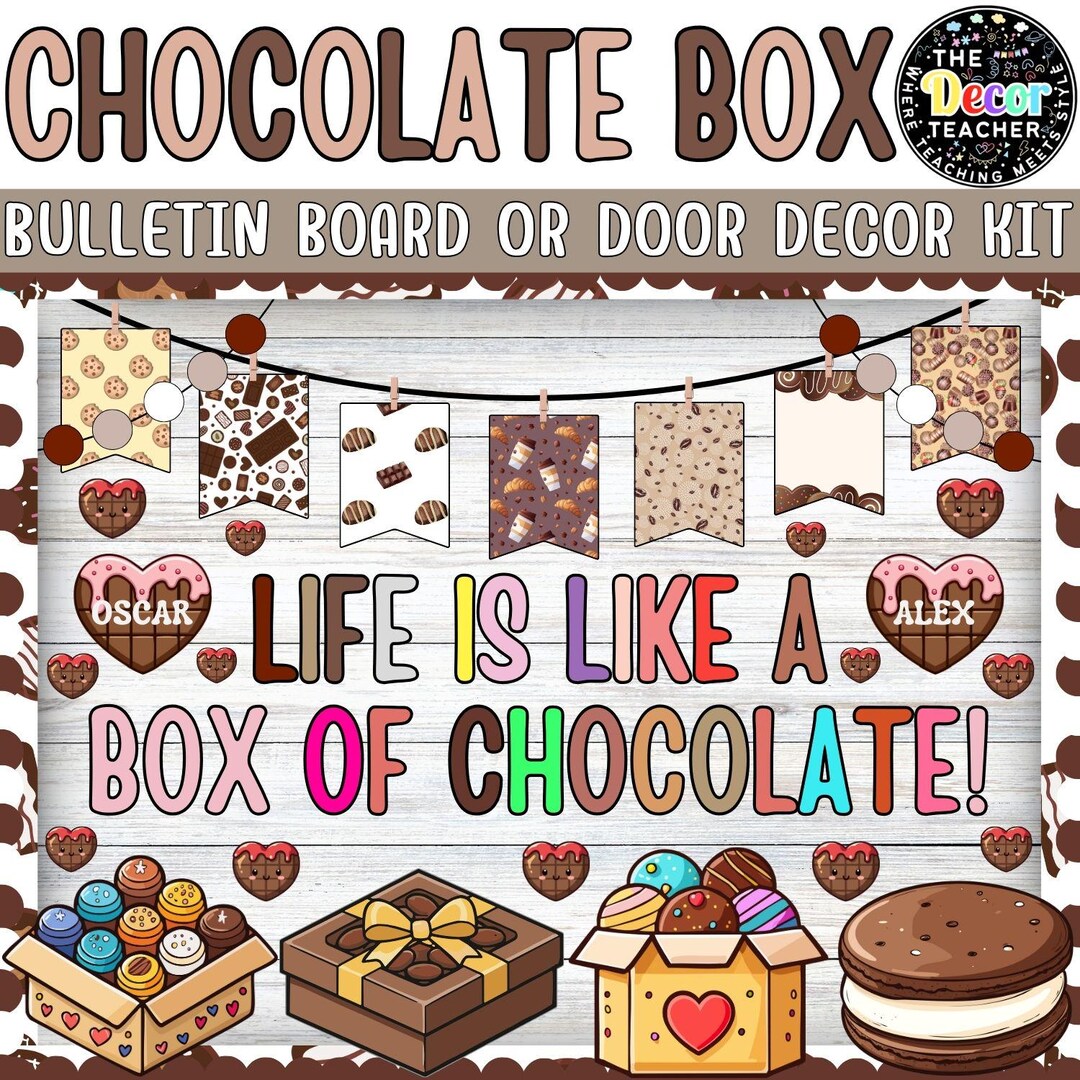 Valentine’s Day February Season | Chocolate Box Bulletin Board or Door ...