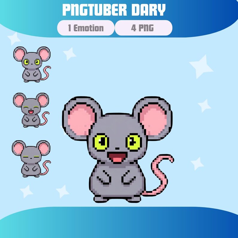 Pixel Mouse Pngtuber | Cute 8-bit Mouse Vtuber Model | Animated ...