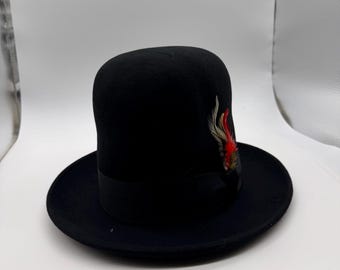 Bombín alto de lana - Derby negro extragrande, ajustable XL
