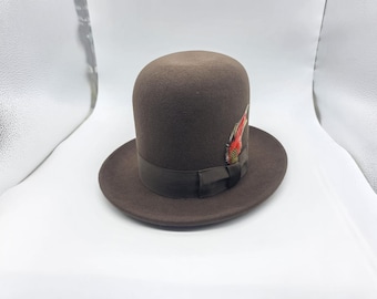 Sombrero bombín extragrande de fieltro de lana marrón chocolate - Estilo Erykah Badu, talla ajustable