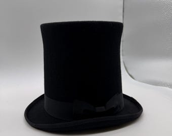 Victorian Black Wool Top Hat crown height 20cm and Brim 4.5cm