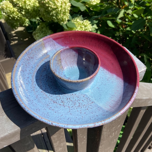 Handmade Stoneware Chip and Dip Bowl