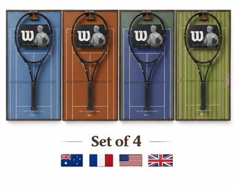 Tennis Racket Display Frame – Grand Slam Inspired Wall Art, Sports Memorabilia (Frame ONLY)
