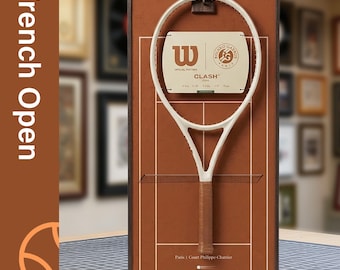 French Open Tennis Racket Display Frame – Grand Slam Wall Art, Sports Memorabilia (Frame ONLY)