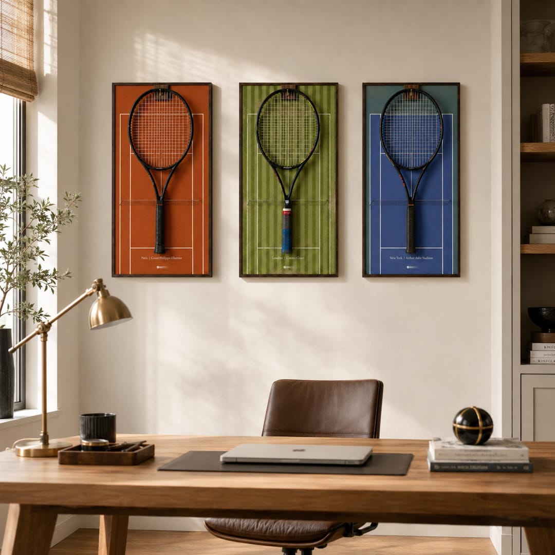 Tennis Racket Display Frame (Clay court) – Grand Slam Wall Art, Sports Memorabilia (Frame ONLY)
